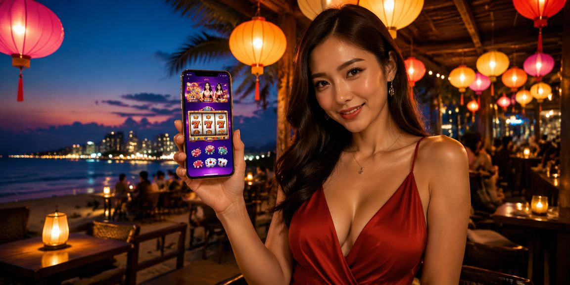 Cảnh đêm hội chợ sôi động tại Hội An với các trò chơi điện tử trên điện thoại